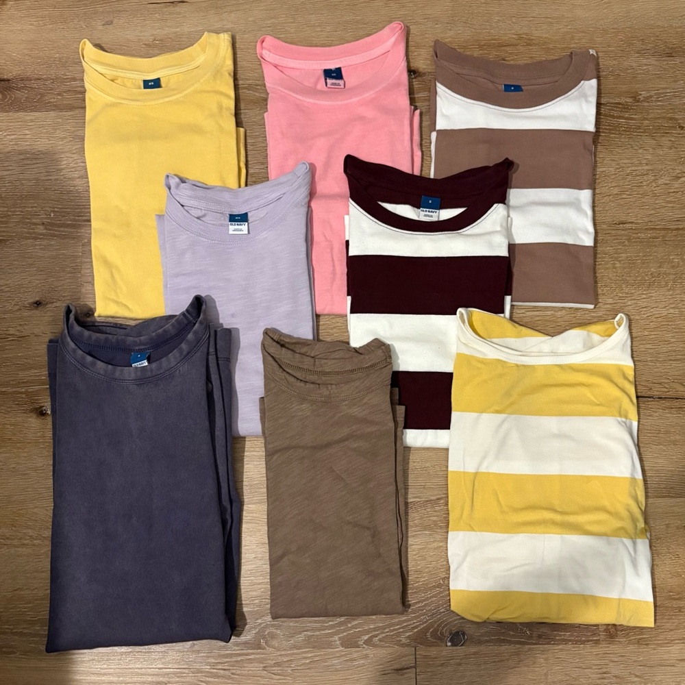 Old Navy 8 Piece T-Shirt Bundle— Vintage Easy, Luxe Oversize Crop, & Everywhere